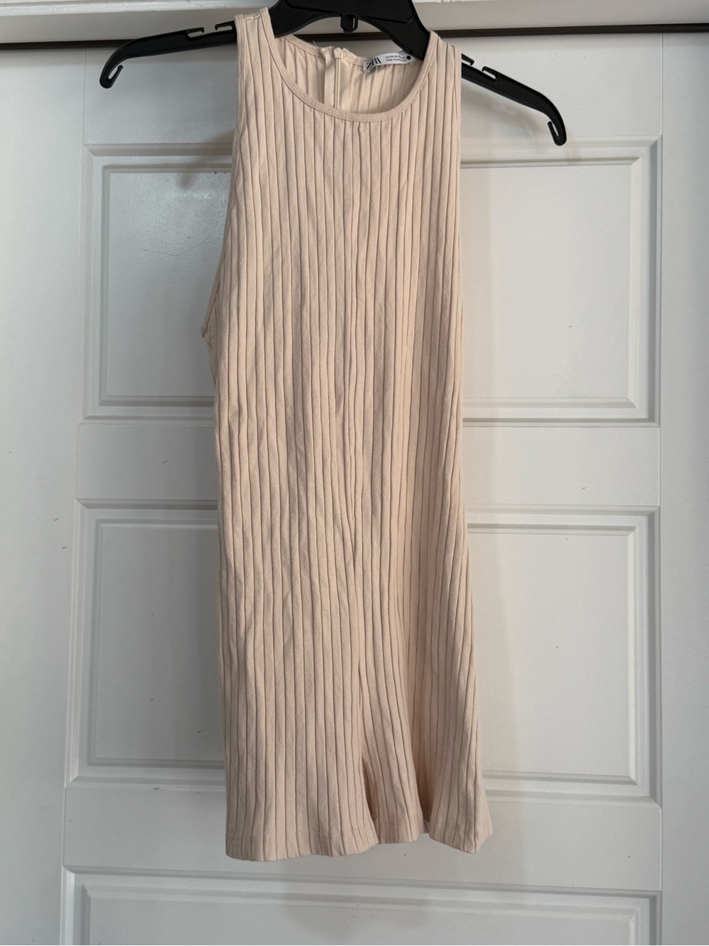 H&M Sleeveless Ribbed Cream Romper